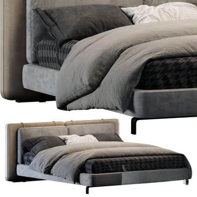 现代布艺双人床-23